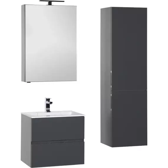 Тумба подвесная с раковиной Aquanet Алвита 60 см 00183991, серый антрацит - фото 8