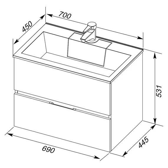 Тумба подвесная с раковиной Aquanet Алвита 70 см 00184302, белый - фото 17