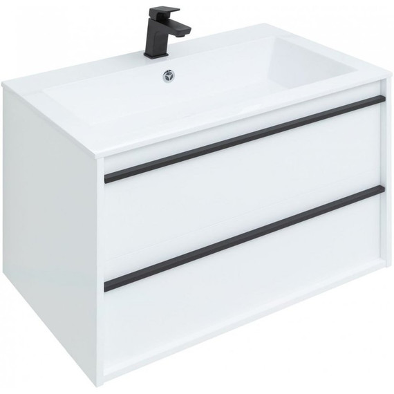 Тумба подвесная с раковиной Aquanet Lino 80 см 00253903, белый матовый - фото 