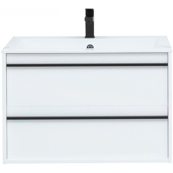 Тумба подвесная с раковиной Aquanet Lino 80 см 00253903, белый матовый - фото 4