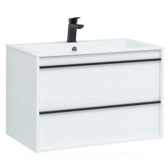 Тумба подвесная с раковиной Aquanet Lino 80 см 00253903, белый матовый - фото 3