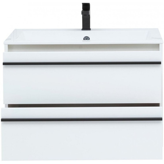 Тумба подвесная с раковиной Aquanet Lino 80 см 00253903, белый матовый - фото 5