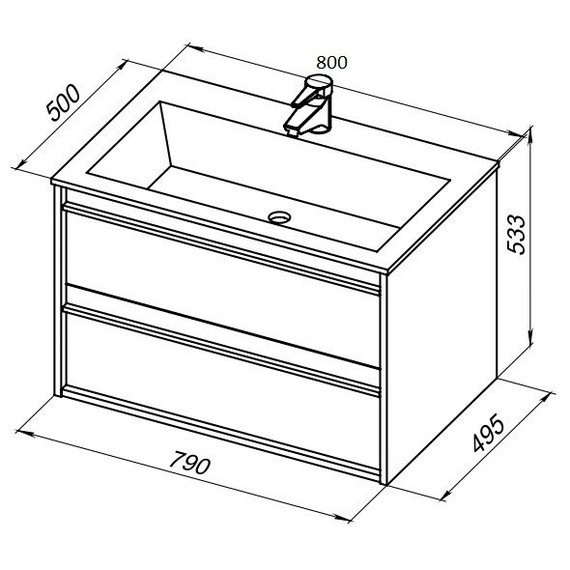 Тумба подвесная с раковиной Aquanet Lino 80 см 00253903, белый матовый - фото 13