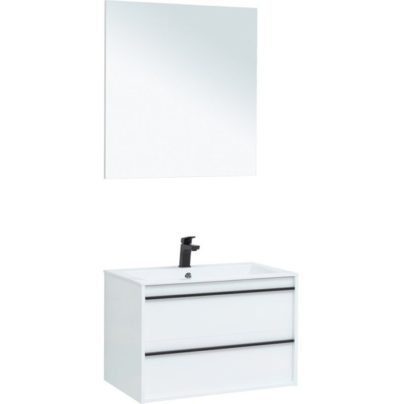 Тумба подвесная с раковиной Aquanet Lino 80 см 00253903, белый матовый - фото 7