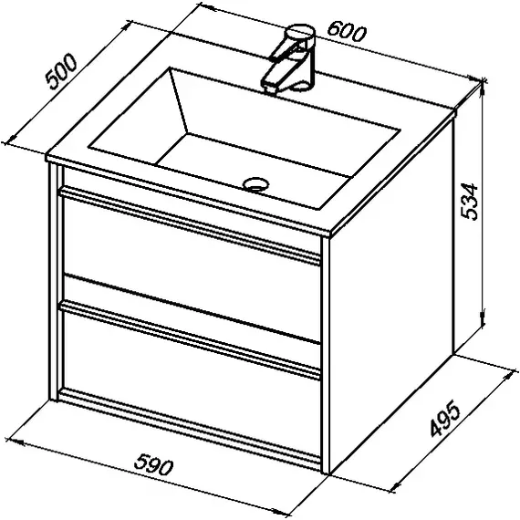 Тумба подвесная с раковиной Aquanet Lino 60 см 00253910, дуб веллингтон - фото 14