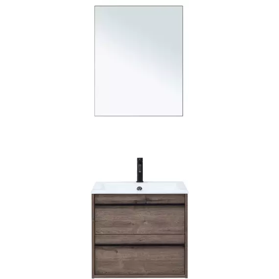 Тумба подвесная с раковиной Aquanet Lino 60 см 00253910, дуб веллингтон - фото 7