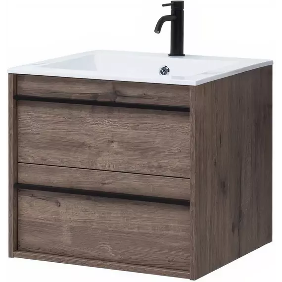 Тумба подвесная с раковиной Aquanet Lino 60 см 00253910, дуб веллингтон - фото 6