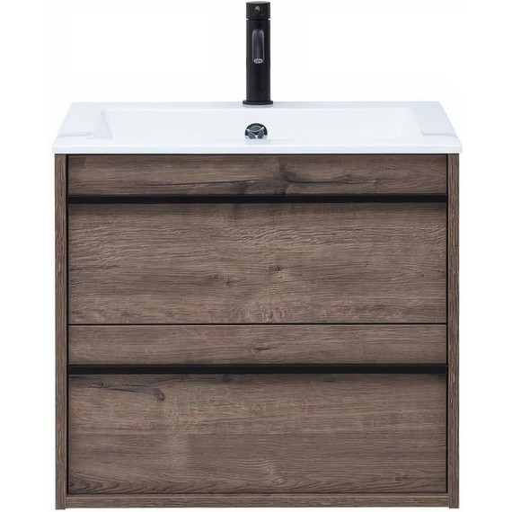 Тумба подвесная с раковиной Aquanet Lino 60 см 00253910, дуб веллингтон - фото 3