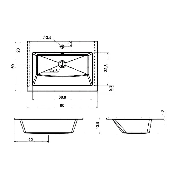 Тумба подвесная с раковиной Aquanet Lino 80 см 00253912, дуб веллингтон - фото 7