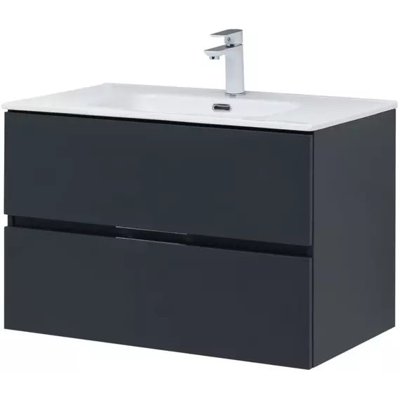 Тумба подвесная с раковиной Aquanet Алвита New 80 см 00277515, антрацит - фото 6