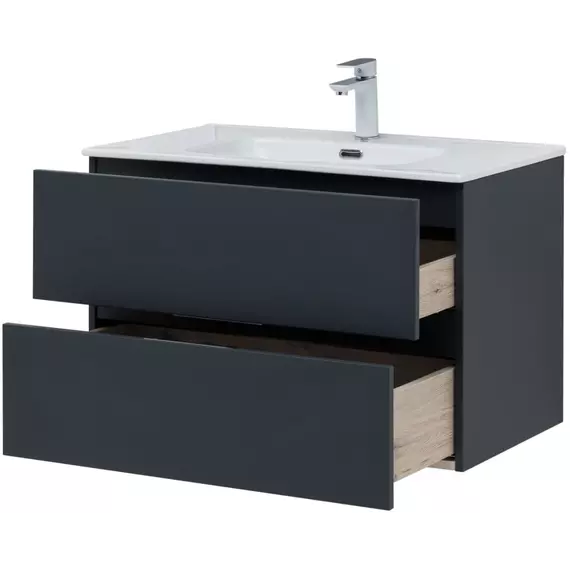 Тумба подвесная с раковиной Aquanet Алвита New 80 см 00277515, антрацит - фото 9