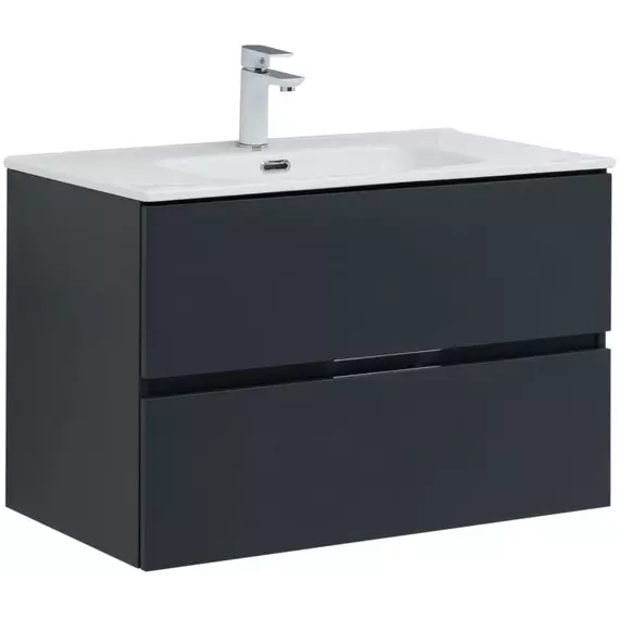 Тумба подвесная с раковиной Aquanet Алвита New 80 см 00277515, антрацит - фото 3