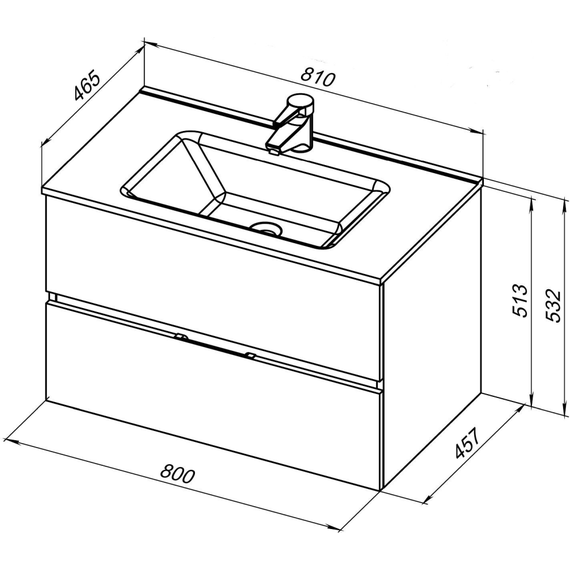 Тумба подвесная с раковиной Aquanet Алвита New 80 см 00277515, антрацит - фото 15