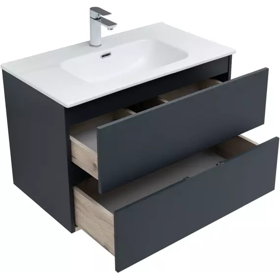 Тумба подвесная с раковиной Aquanet Алвита New 80 см 00277515, антрацит - фото 7