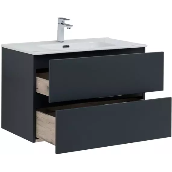 Тумба подвесная с раковиной Aquanet Алвита New 80 см 00277515, антрацит - фото 8