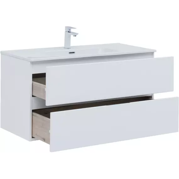 Тумба подвесная с раковиной Aquanet Алвита New 100 см 00277518, белый матовый - фото 5