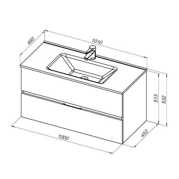 Тумба подвесная с раковиной Aquanet Алвита New 100 см 00277518, белый матовый - фото 11