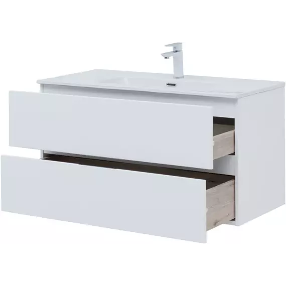 Тумба подвесная с раковиной Aquanet Алвита New 100 см 00277518, белый матовый - фото 7