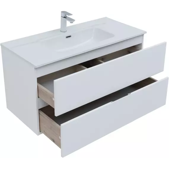 Тумба подвесная с раковиной Aquanet Алвита New 100 см 00277518, белый матовый - фото 6