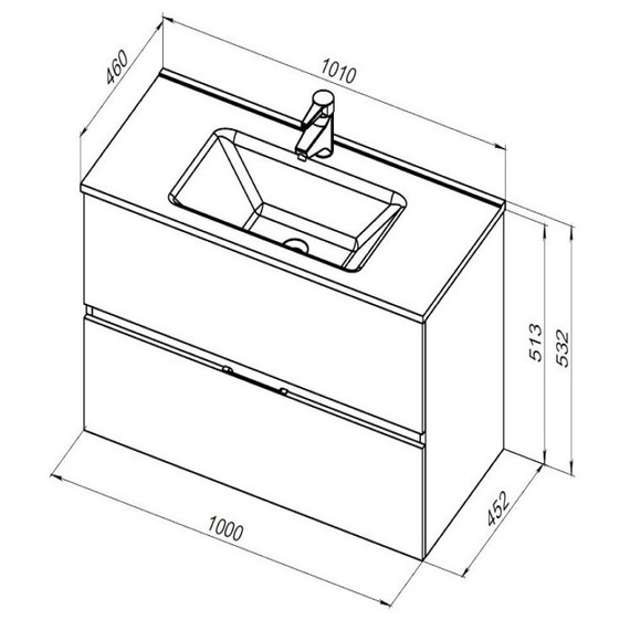 Тумба подвесная с раковиной Aquanet Алвита New 100 см 00277519, антрацит - фото 8