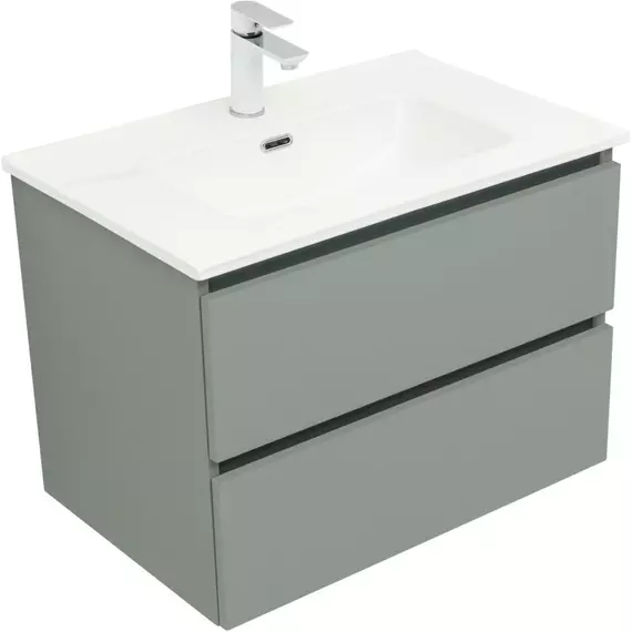 Тумба подвесная с раковиной Aquanet Вега 2.0 70 см 00337960 (раковина Aquanet Flat 70 см) мисти грин - фото 