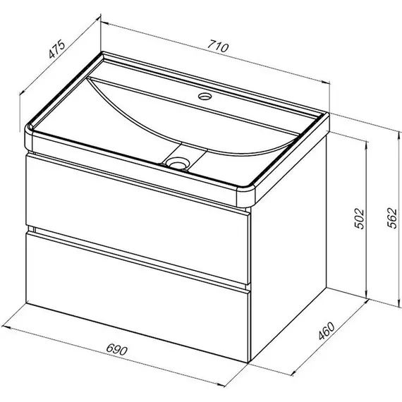 Тумба подвесная с раковиной Aquanet Вега 2.0 70 см 00337960 (раковина Aquanet Flat 70 см) мисти грин - фото 14
