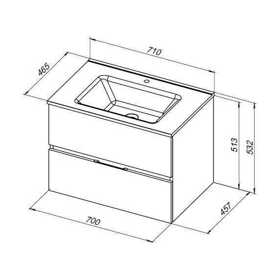 Тумба подвесная с раковиной Aquanet Алвита New 70 см 00303909, белый матовый - фото 15