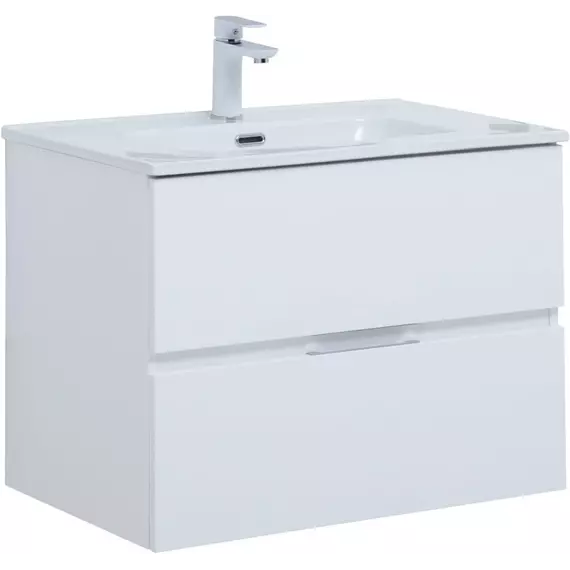 Тумба подвесная с раковиной Aquanet Алвита New 70 см 00303909, белый матовый - фото 