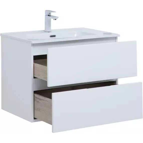 Тумба подвесная с раковиной Aquanet Алвита New 70 см 00303909, белый матовый - фото 6