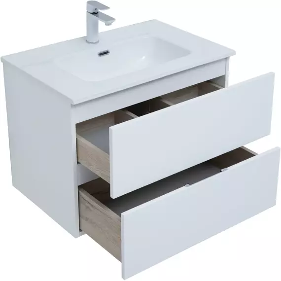 Тумба подвесная с раковиной Aquanet Алвита New 70 см 00303909, белый матовый - фото 7
