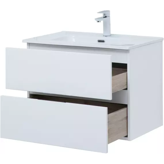 Тумба подвесная с раковиной Aquanet Алвита New 70 см 00303909, белый матовый - фото 9