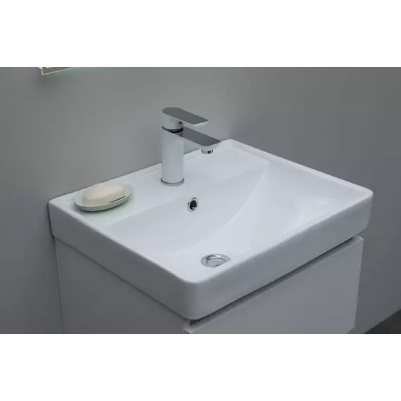 Тумба подвесная с раковиной Aquanet Ирис new 50 см 00310147, белый глянец - фото 14