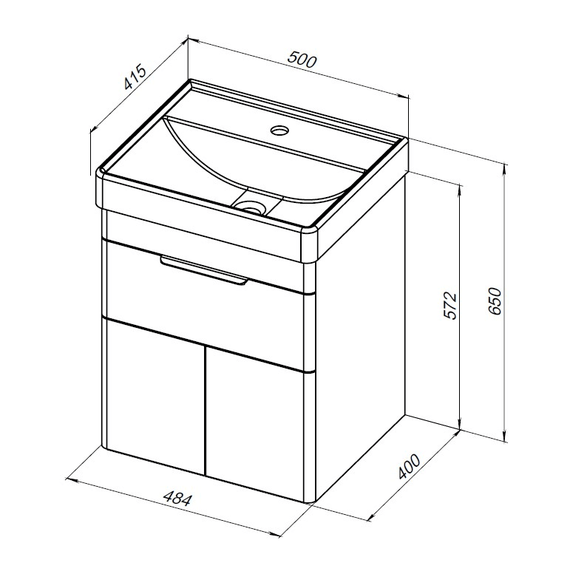 Тумба подвесная с раковиной Aquanet Ирис new 50 см 00310147, белый глянец - фото 25