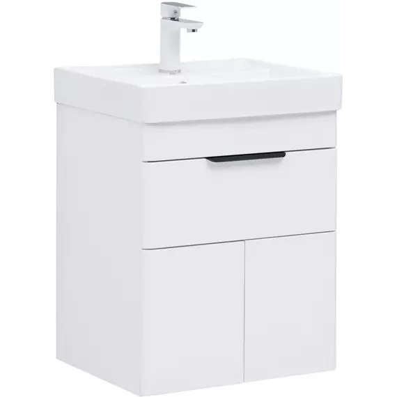 Тумба подвесная с раковиной Aquanet Ирис new 50 см 00310147, белый глянец - фото 