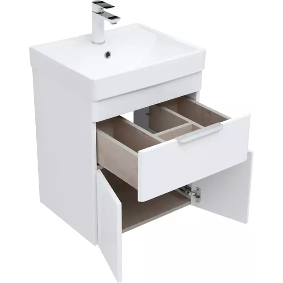 Тумба подвесная с раковиной Aquanet Ирис new 50 см 00310147, белый глянец - фото 8