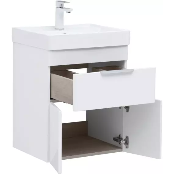 Тумба подвесная с раковиной Aquanet Ирис new 50 см 00310147, белый глянец - фото 7