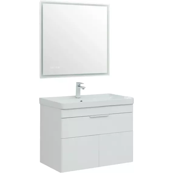 Тумба подвесная с раковиной Aquanet Ирис New 80 см 00310150, белый глянец - фото 9