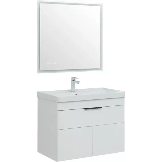 Тумба подвесная с раковиной Aquanet Ирис New 80 см 00310150, белый глянец - фото 10