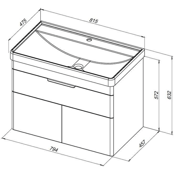 Тумба подвесная с раковиной Aquanet Ирис New 80 см 00310150, белый глянец - фото 18