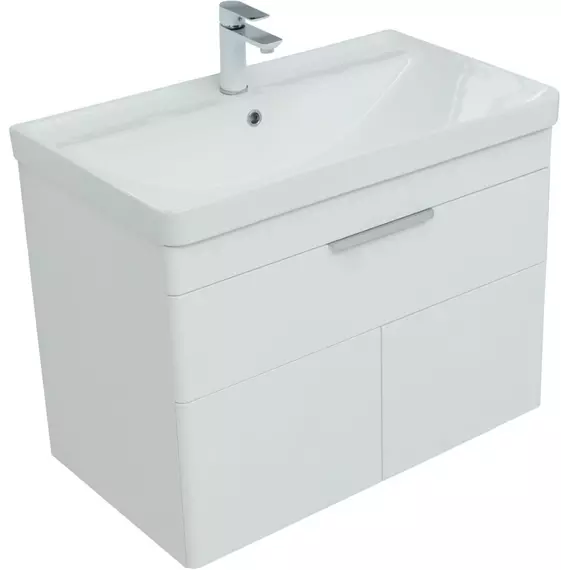 Тумба подвесная с раковиной Aquanet Ирис New 80 см 00310150, белый глянец - фото 2