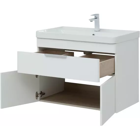 Тумба подвесная с раковиной Aquanet Ирис New 80 см 00310150, белый глянец - фото 7