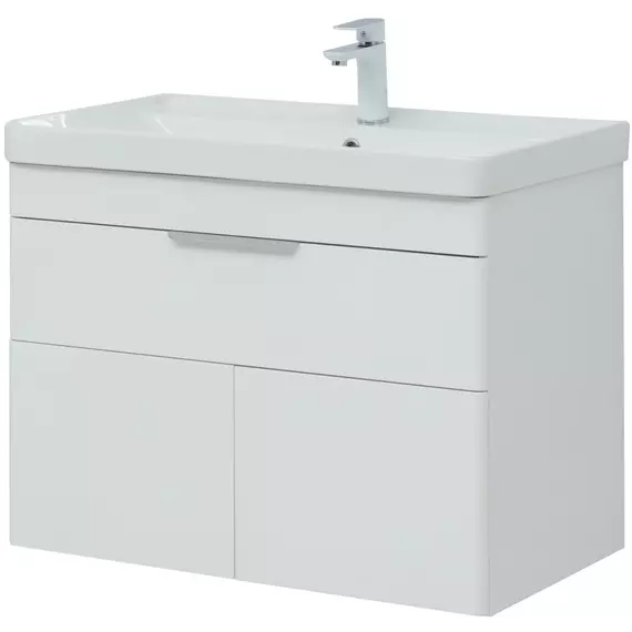 Тумба подвесная с раковиной Aquanet Ирис New 80 см 00310150, белый глянец - фото 4