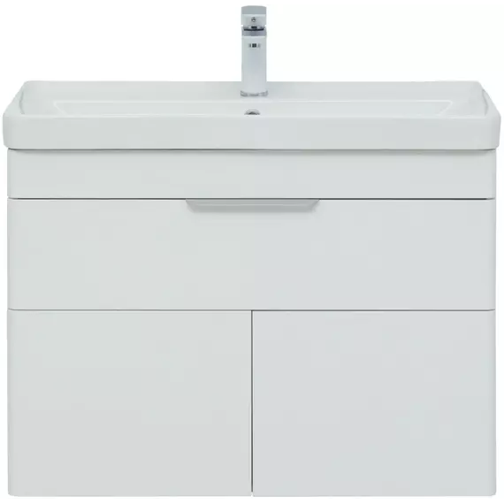 Тумба подвесная с раковиной Aquanet Ирис New 80 см 00310150, белый глянец - фото 3