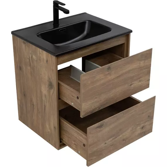 Тумба подвесная с раковиной Aquanet Милан 60 см 00336377 (раковина Aquanet Flat 60) дуб рустикальный - фото 3