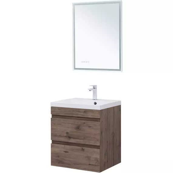 Тумба подвесная с раковиной Aquanet Нота New 60 см 00334191, дуб веллингтон табак - фото 12