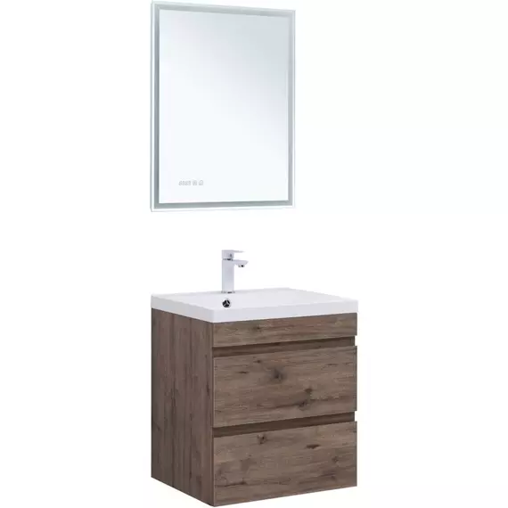 Тумба подвесная с раковиной Aquanet Нота New 60 см 00334191, дуб веллингтон табак - фото 7