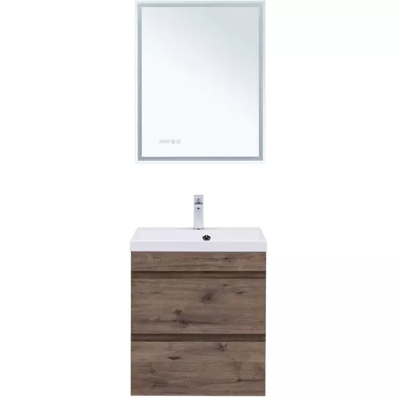 Тумба подвесная с раковиной Aquanet Нота New 60 см 00334191, дуб веллингтон табак - фото 9