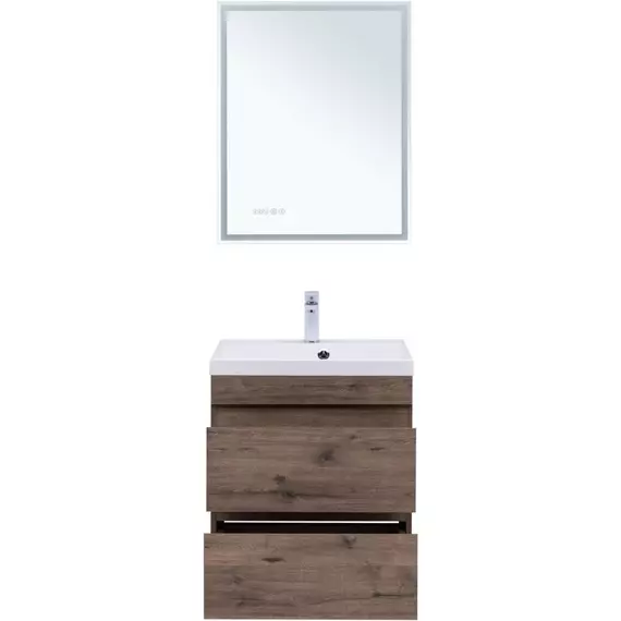 Тумба подвесная с раковиной Aquanet Нота New 60 см 00334191, дуб веллингтон табак - фото 10