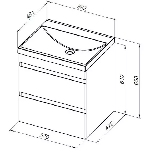 Тумба подвесная с раковиной Aquanet Нота New 60 см 00334191, дуб веллингтон табак - фото 16