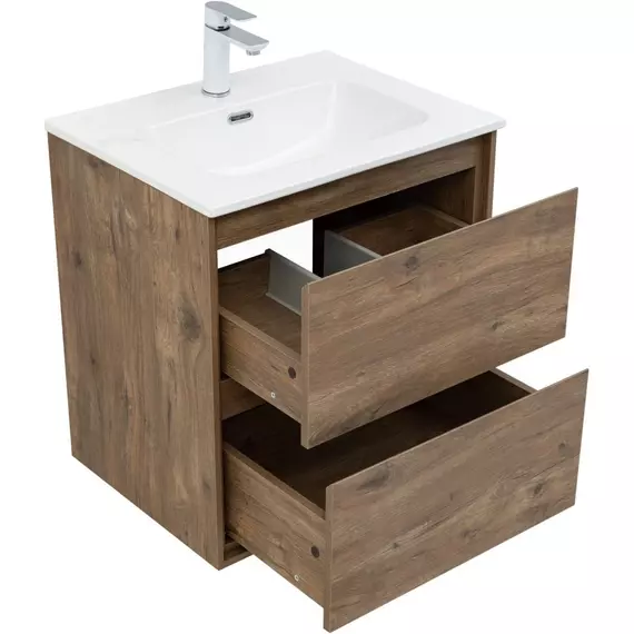 Тумба подвесная с раковиной Aquanet Милан 60 см 00336377, дуб рустикальный - фото 4